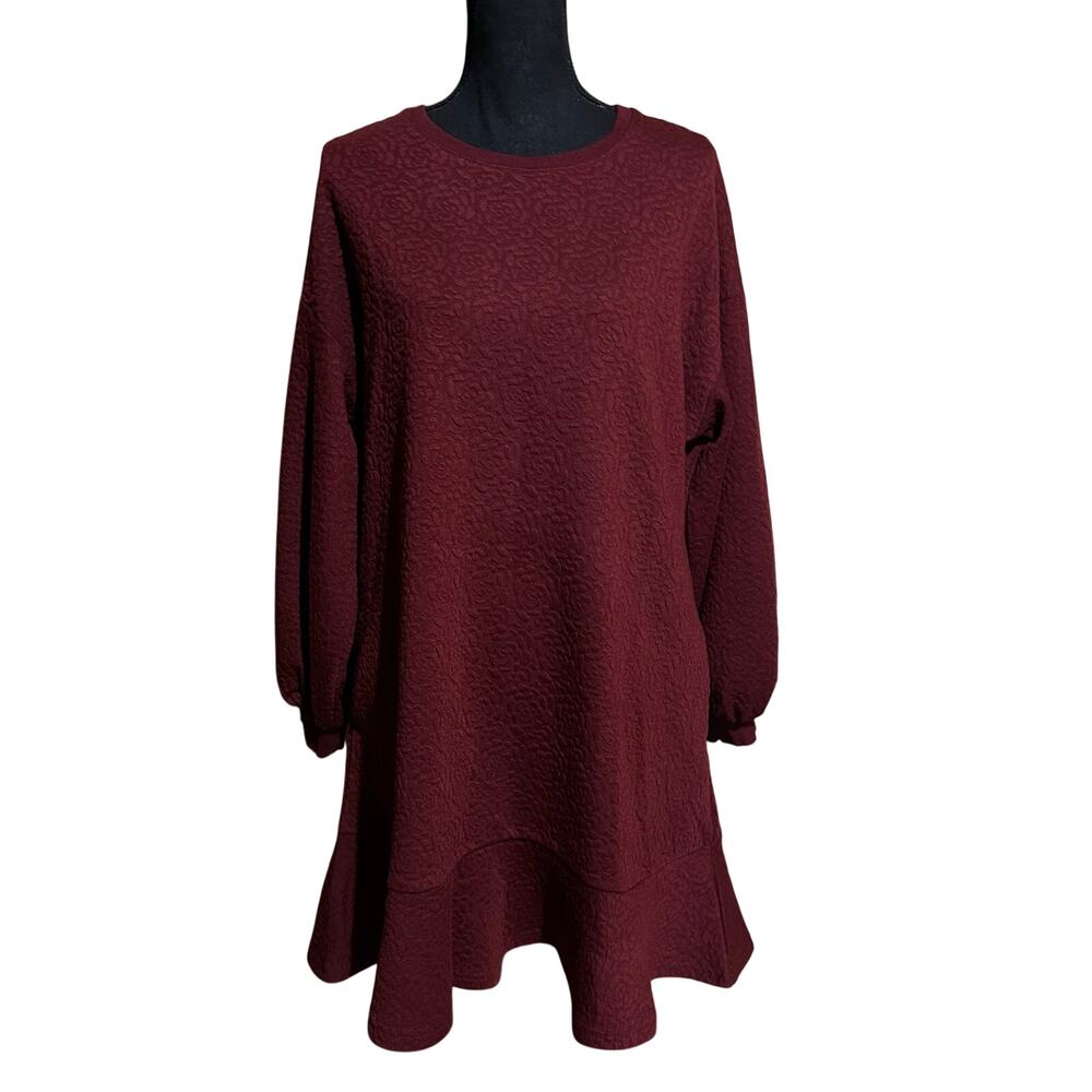 Mare Mare X Anthropologie Red Ruffle Embossed Dress Women's Medium
